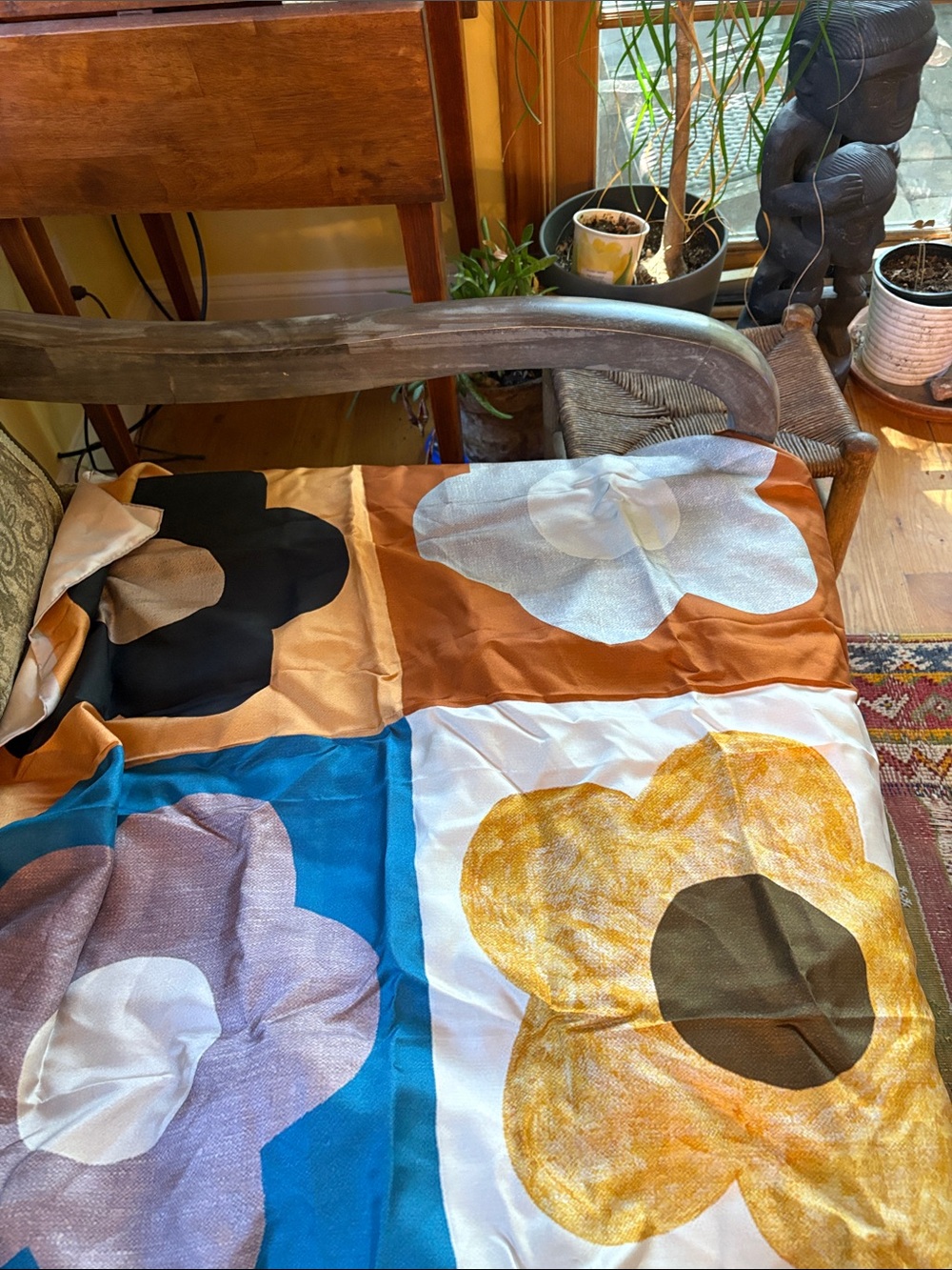 NWT Floral Patchwork Decorative scarf 100% silk